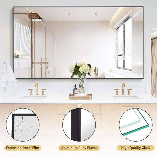 Metal Frame Wall-Mounted Vanity Mirror Full Length 34"x76" (black or gold)