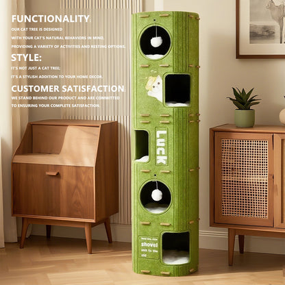 Three-Story Felt Cat Tree, With Scratching Boards And Comfortable Caves