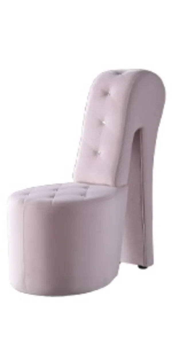 High Heel Velvet Shoe Chair with Crystal Studs Gray (40"D X 19"W X 40"H）