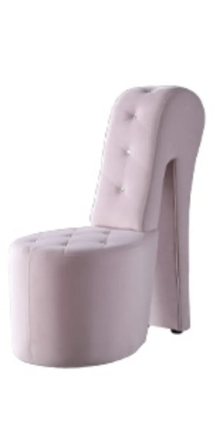 High Heel Velvet Shoe Chair with Crystal Studs Gray (40"D X 19"W X 40"H）