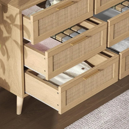 9 Drawer Double Dresser with Golden Handles