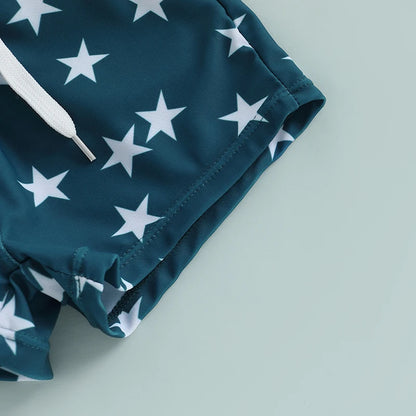 6MO-4Y Boys Independence Day Drawstring Star Print Swim Trunks