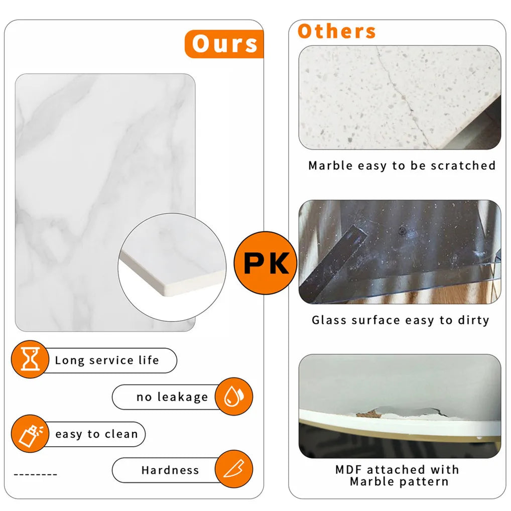 White Marble Top Side Table, Black Coated Frame