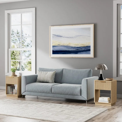Set of 2 18" Side Tables with Charging Station, Drawer & Open Shelf