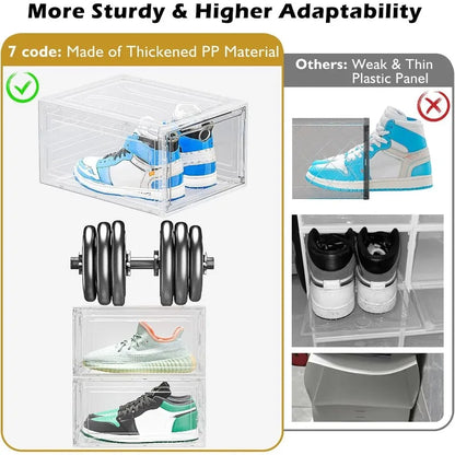 Thick & Sturdy Clear Storage Organizer with Magnetic Door, Stackable Boxes