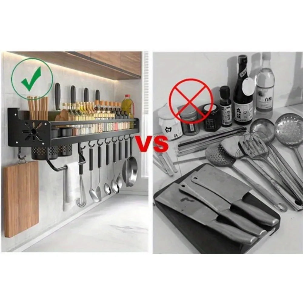 Wall-mounted Kitchen Organizer/Shelf Spice Storage Rack/Kitchen Knife Holder