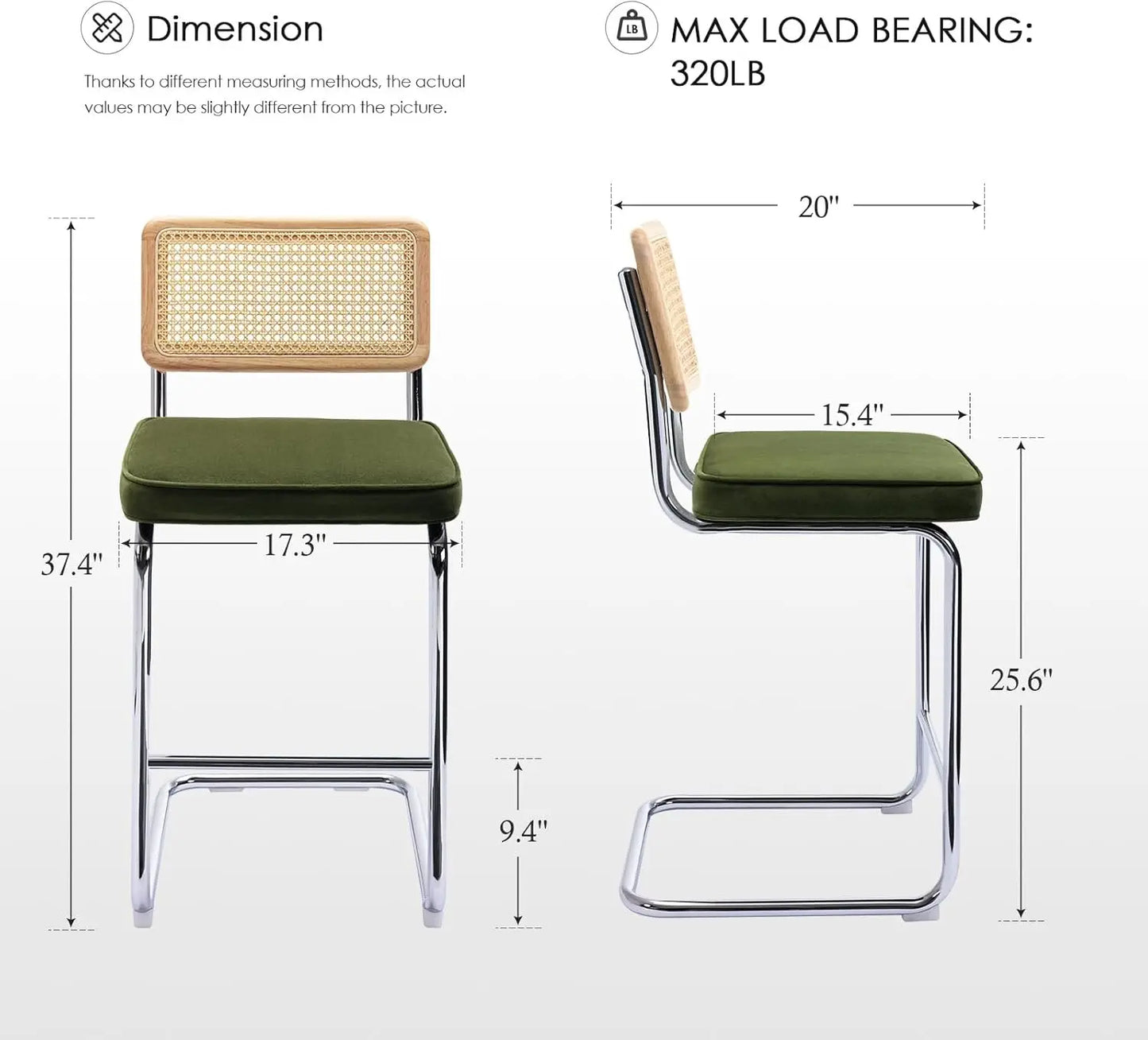 Velvet Counter Height Chairs with Solid Wood Back (4 colors)