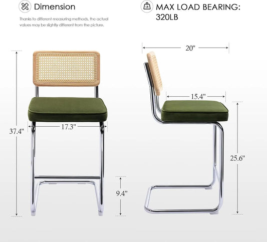 Velvet Counter Height Chairs with Solid Wood Back (4 colors)