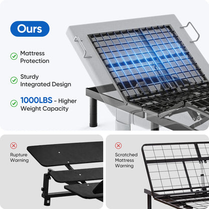 Split King Size Adjustable Bed Base Frame with Massage Silent Double Motor with Wireless Remote Control