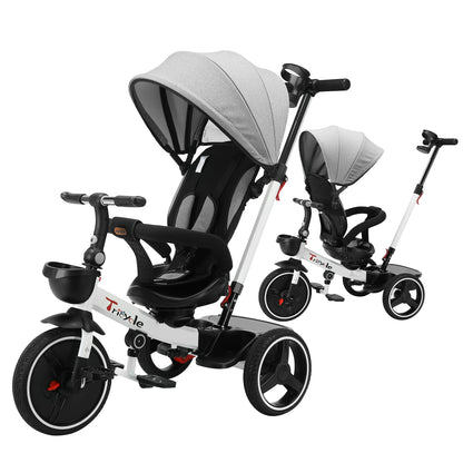 Stroller Tricycle Ride Bike , 5-in-1, Adjustable Canopy, Sitting & Lying, Assembly,1-5 Years