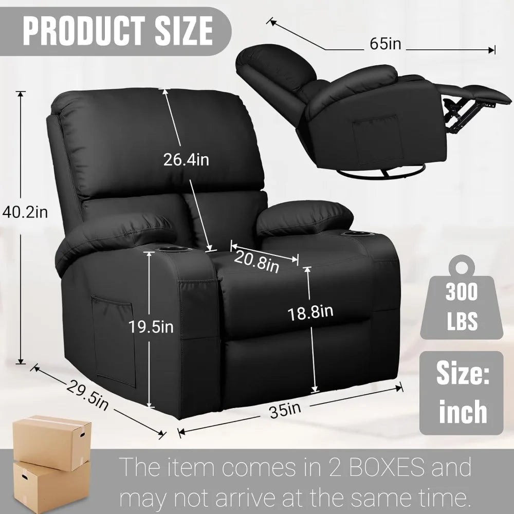 Recliner with Auto Massage Programs + Whisper-Quiet Swivel Base