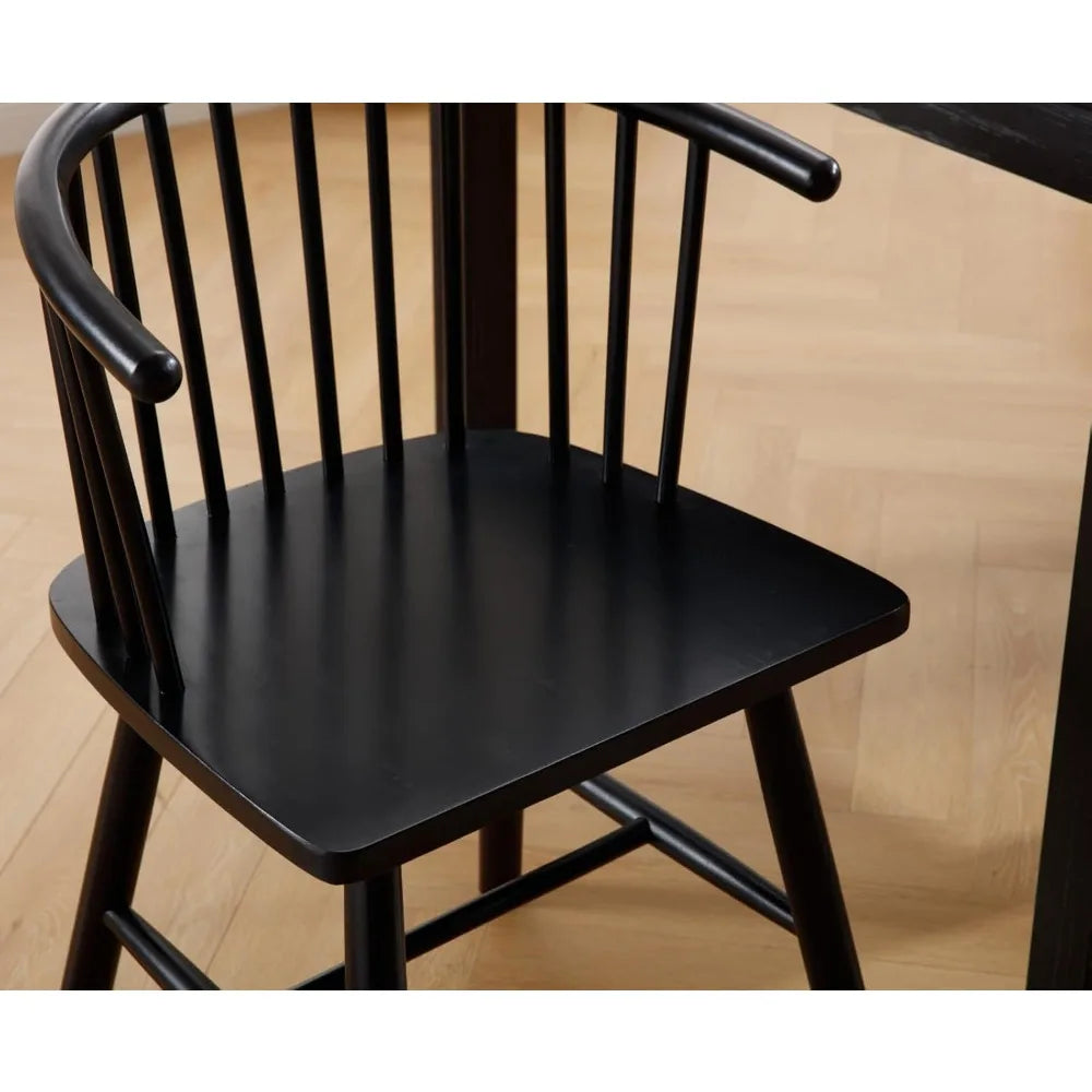 Set of 2 Farmhouse Spindle Dining Room Chairs with Arms/Wide Curved