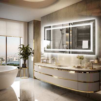 40x24 Inch LED AntiFog Mirror  with Front Light and Backlit in 3 Dimmable Colors