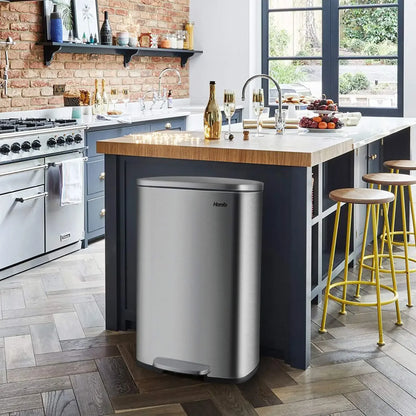 Step Kitchen Trash Can, Stainless Steel 50 Liter Trashcan