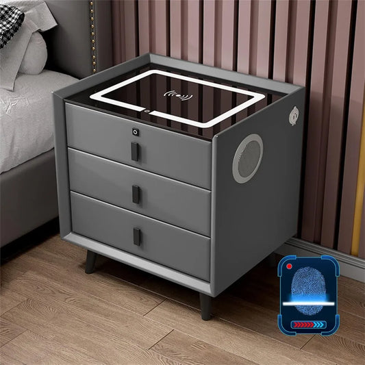Smart Side stand with Fingerprint Lock and Adjustable LED Lights with USB and Type-C Port