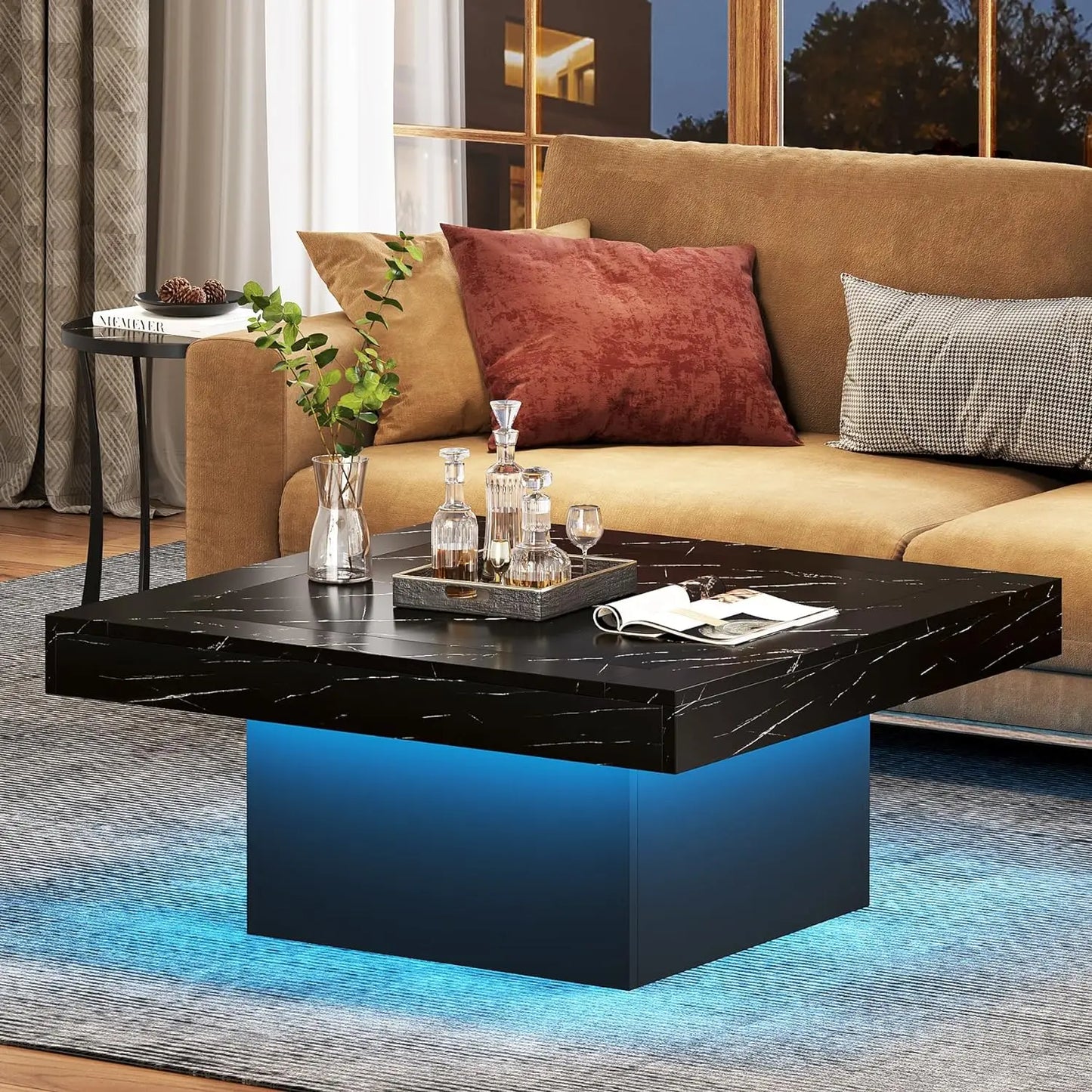 Square LED Coffee Table Engineered Wood