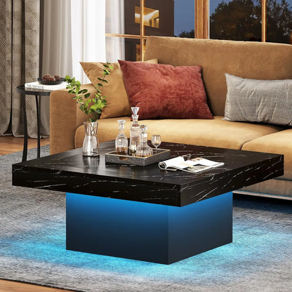 Square LED Coffee Table Engineered Wood
