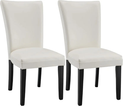 Set of 2 Faux Leather Upholstered Side Chairs w/Solid Wood Legs