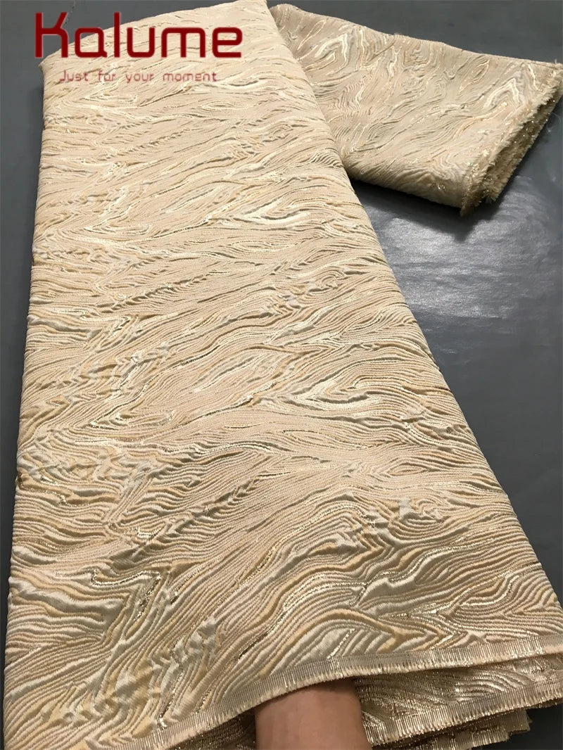 Kalume Luxury African Tulle Brocade Lace Fabric High Quality French Gilding Lace