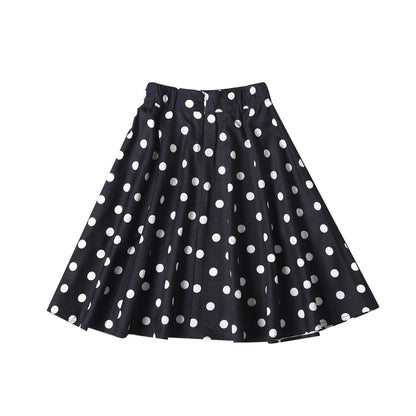 Polka Dot Cotton Skirts Clothes, Elastic Waist