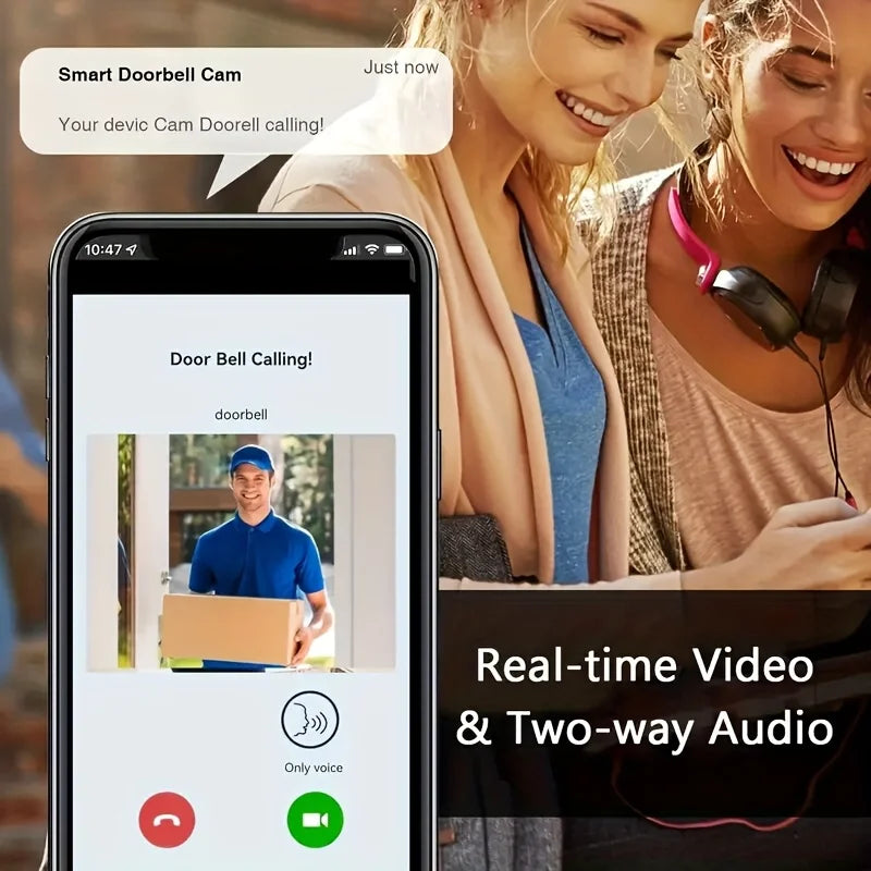 Doorbell Smart Home Door Bell Wireless Rechargeable Battery Outdoor HD Camera Two Way Audio Visual phone