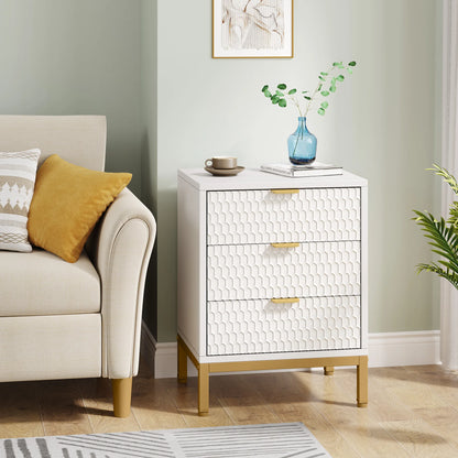 25.78" Tall Bedside Table with 3 Drawers