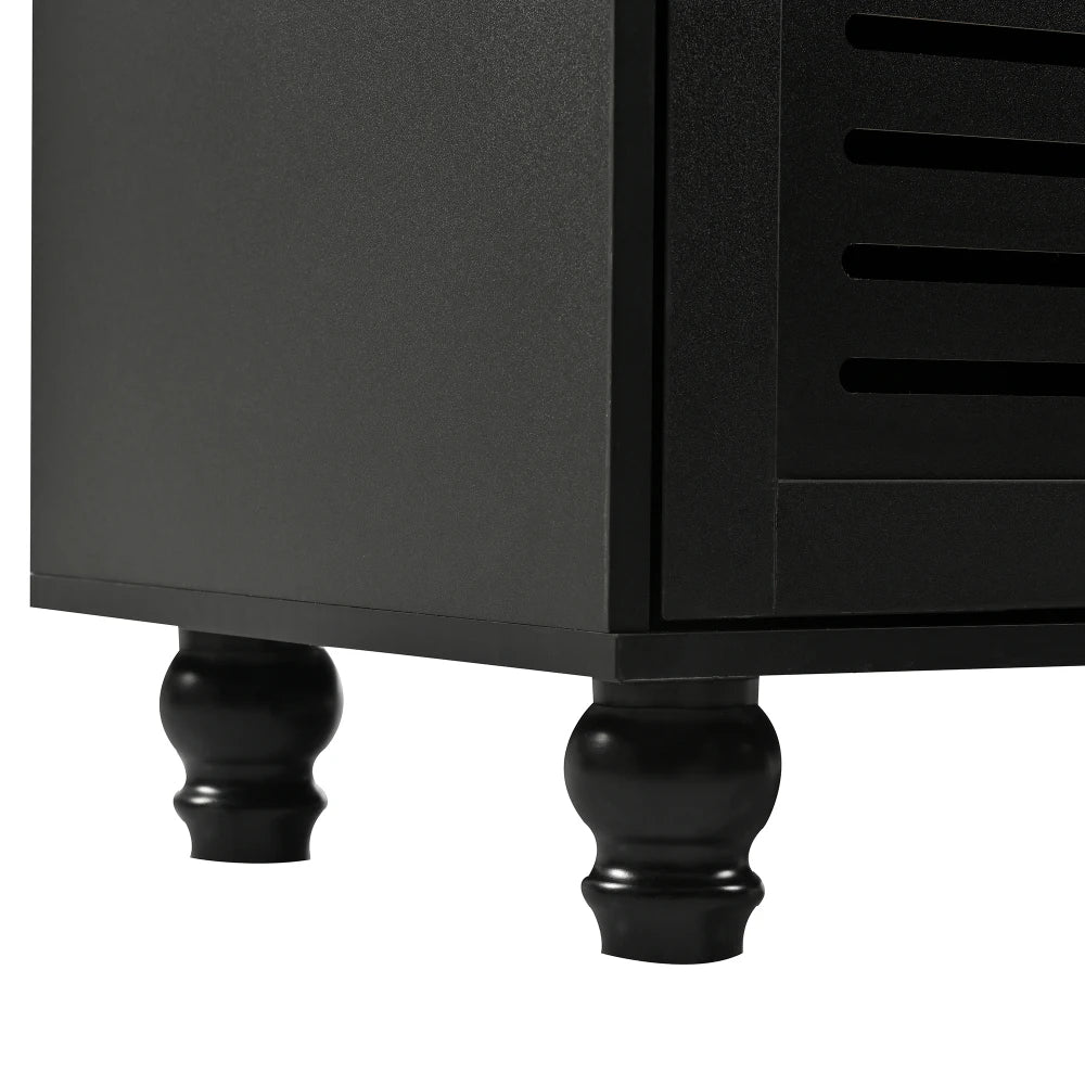 47.2'' Wide Hall Tree with Storage, 5-in-1 Entryway Bench with Shutter-shaped doors, Coat Rack, Cushion and 4 Sturdy Hooks