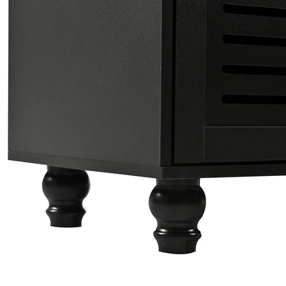 47.2'' Wide Hall Tree with Storage, 5-in-1 Entryway Bench with Shutter-shaped doors, Coat Rack, Cushion and 4 Sturdy Hooks