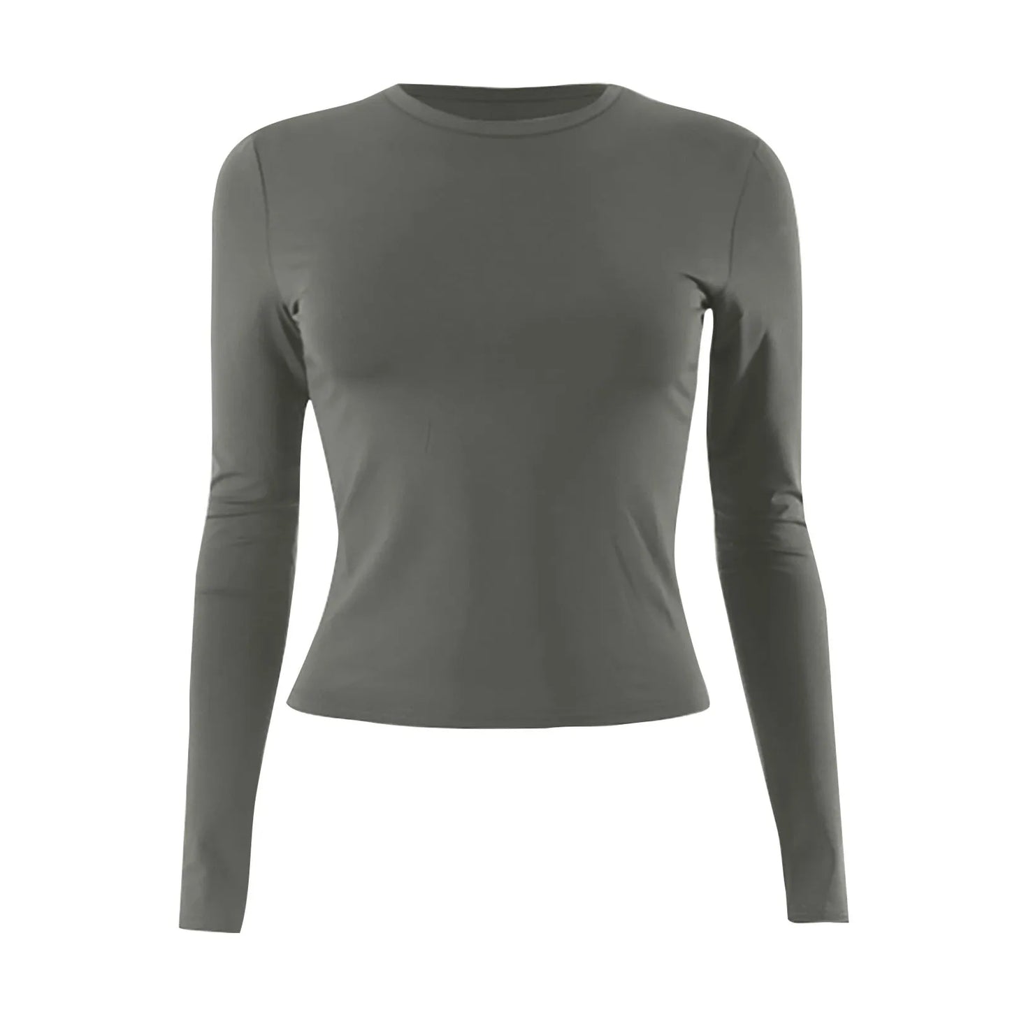Cotton O Neck Long Sleeve Sexy Cropped Tops