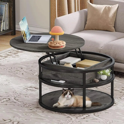 Round Lift Top Coffee Table With Storage