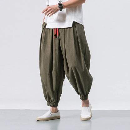 Oversize Loose Harem Pants, Chinese Linen, Overweight Sweatpants