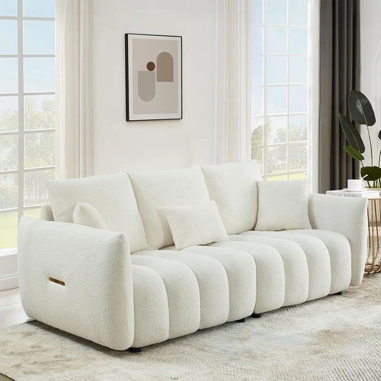 82" Upholstered 3-Seat Boucle Couch