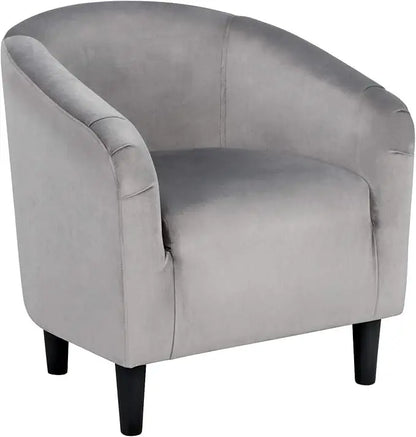 Velvet Upholstered Barrel Chair with Armrest and Low Back