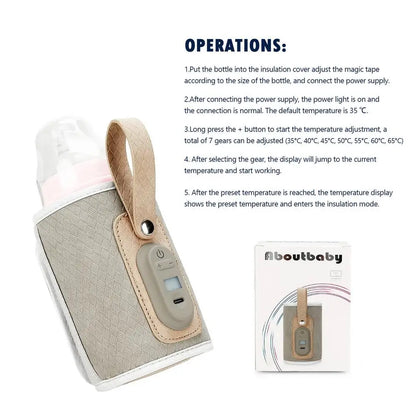 Portable Baby Bottle Warmer Travel Warmer, Cover, USB Heater