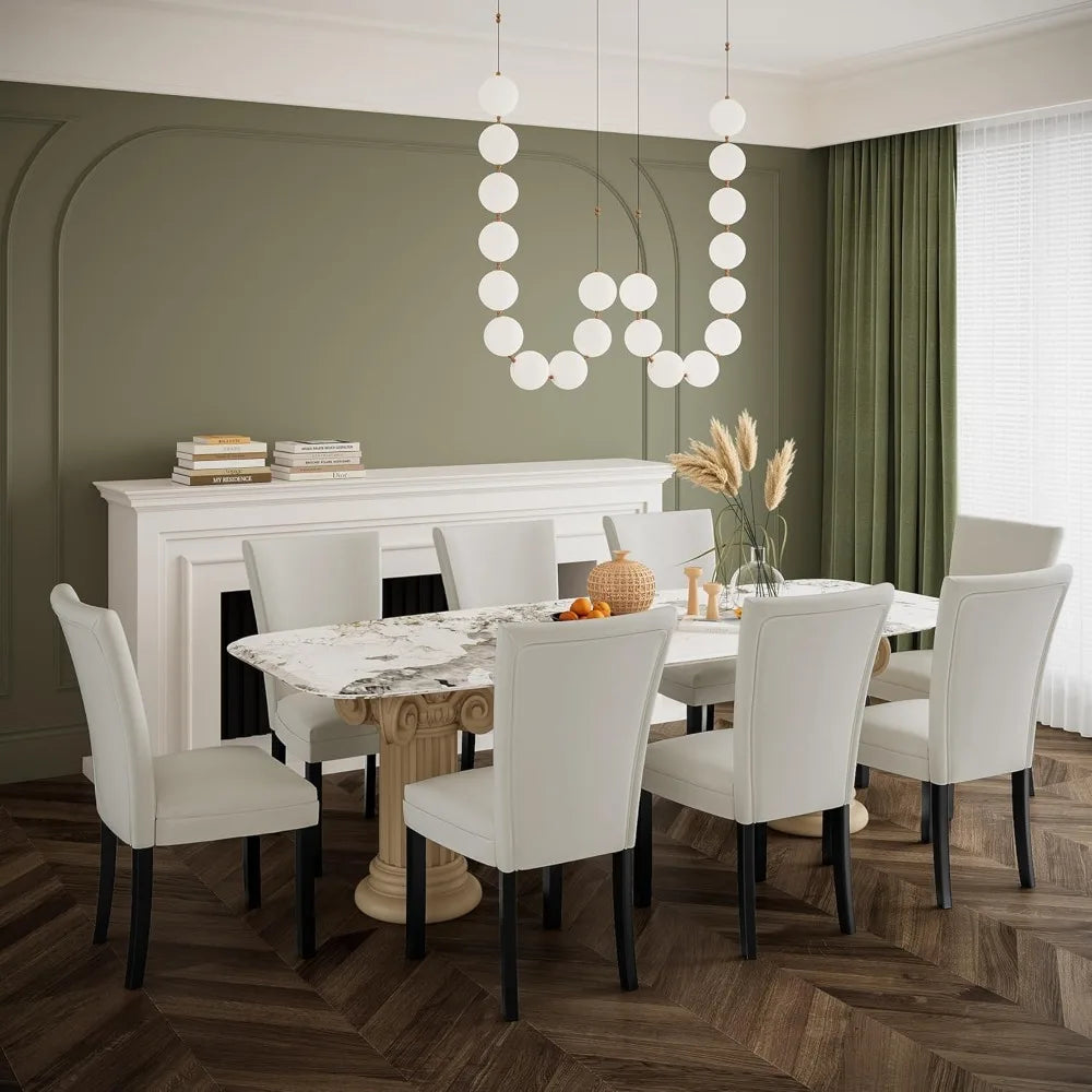 Set of 2 Faux Leather Upholstered Side Chairs w/Solid Wood Legs