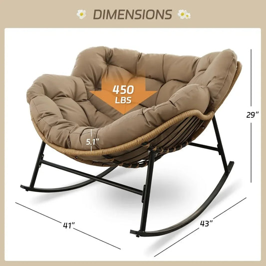 Outdoor Papasan Rocking Chair with Padded Cushion (2 colors)