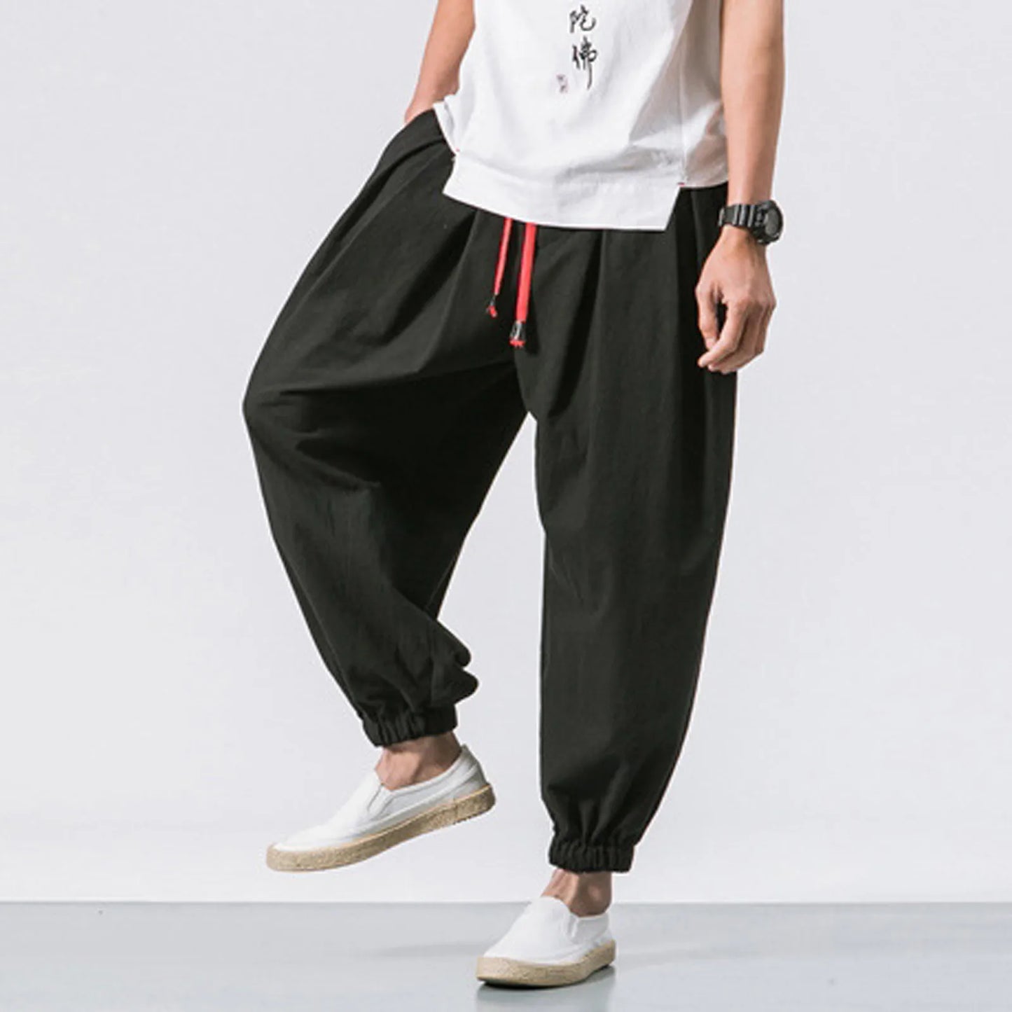 Oversize Loose Harem Pants, Chinese Linen, Overweight Sweatpants