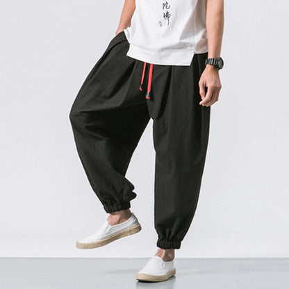 Oversize Loose Harem Pants, Chinese Linen, Overweight Sweatpants