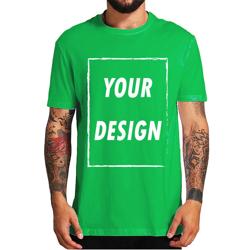 Custom Male T-shirt, One-Side Print Personalized, Make Your Photo, Text Gift 100% Cotton Soft Casual T Shirt Made in US