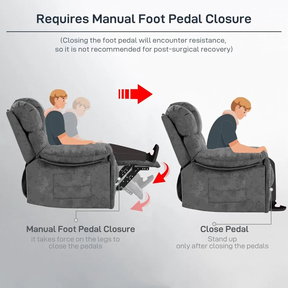 Ergonomic Recliner with Foam Filling, 2 Cup Holders & Side Pocket