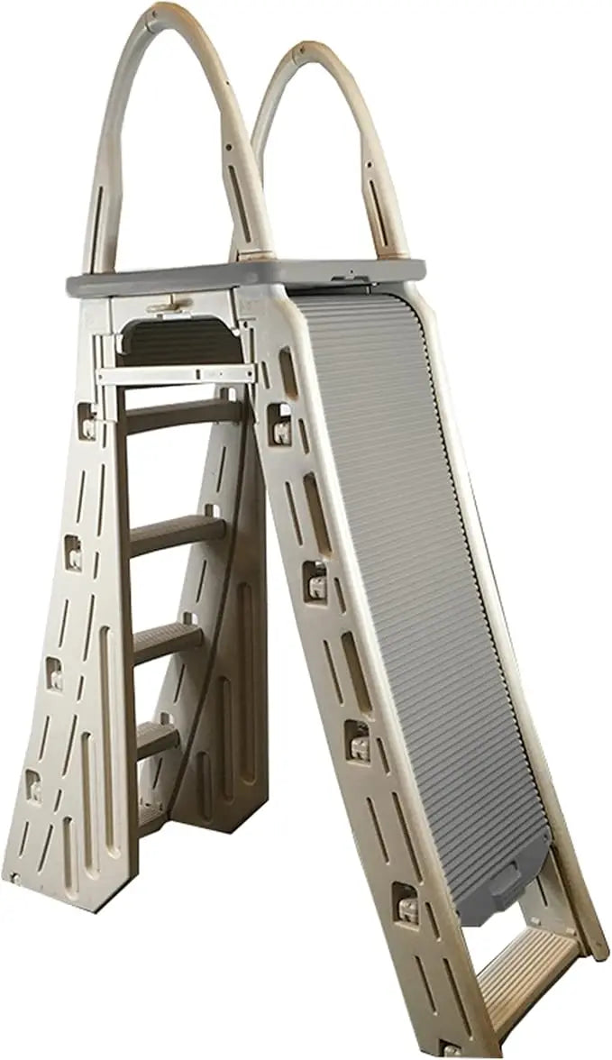 48" to 56" Adjustable A Frame Safety Ladder for Above Ground Outdoor Patio Swimming Pool