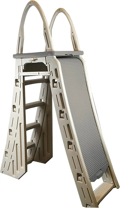 48" to 56" Adjustable A Frame Safety Ladder for Above Ground Outdoor Patio Swimming Pool