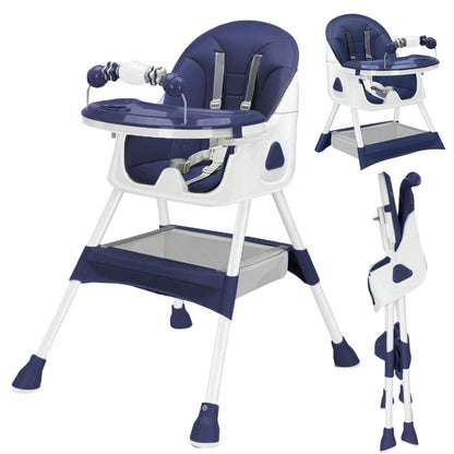 Foldable Baby High Chair, 6 Months Plus, with Large Anti-slip Pad & Toy Rack,, Easy to Clean Feeding
