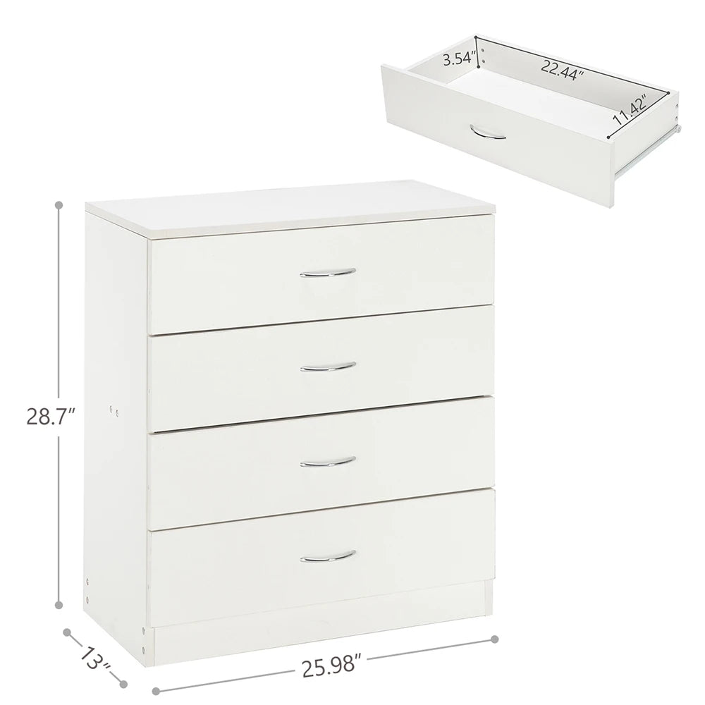 Simple 4-Drawer Dresser White