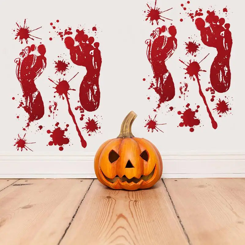 Bloody Stickers Halloween Wall Decals, Create Horror Scenes Bloody Footprints Floor Window Clings For Indoor Outdoor