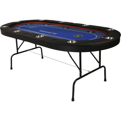84”Texas Hold’em Foldable Poker Table for 10 Player with Stainless Steel Cup Holders and Padded Rails
