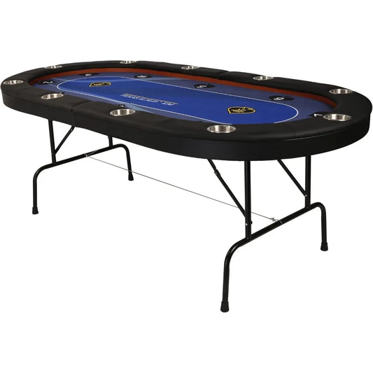84”Texas Hold’em Foldable Poker Table for 10 Player with Stainless Steel Cup Holders and Padded Rails