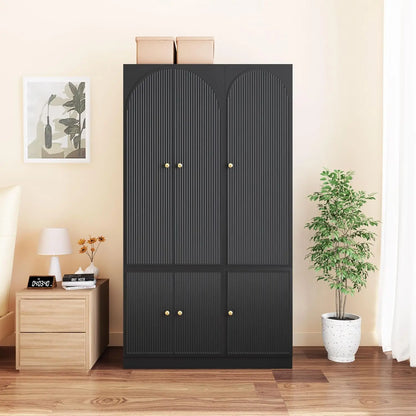 Freestanding Armoire Closet with 2 Doors and 2 Storage Drawers