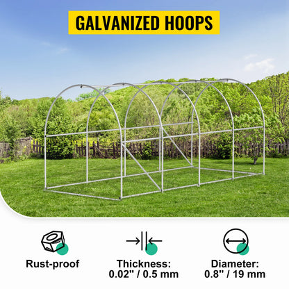 SucceBuy Walk-in Tunnel Greenhouse Galvanized Frame & Waterproof Cover 15x7x7/10x7x7/20x10x7/12x7x7 ft