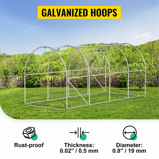 SucceBuy Walk-in Tunnel Greenhouse Galvanized Frame & Waterproof Cover 15x7x7/10x7x7/20x10x7/12x7x7 ft
